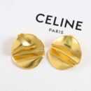 ☑️ Celine瑟琳凹凸金色耳钉耳环