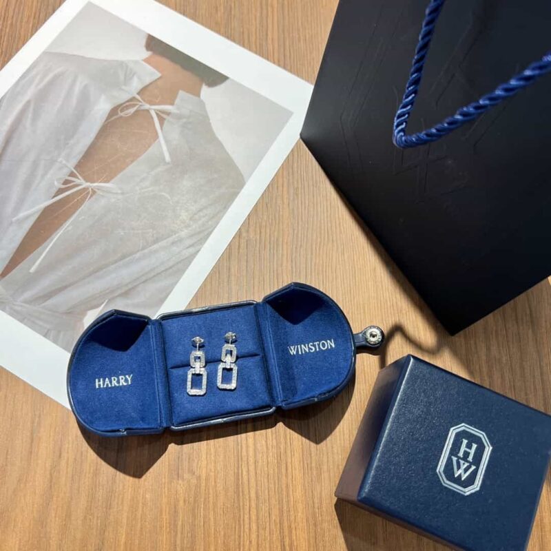 HARRY WINSTON HW海瑞温时顿满钻方形耳钉耳环 - Image 3