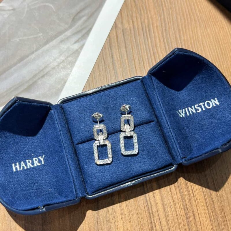 HARRY WINSTON HW海瑞温时顿满钻方形耳钉耳环 - Image 6