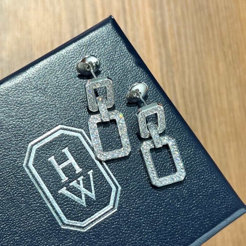 HARRY WINSTON HW海瑞温时顿满钻方形耳钉耳环 - Image 10