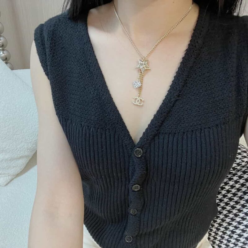 ☑️CHANEL香奈儿双c星星流苏爱心项链 - Image 4