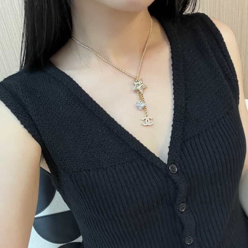 ☑️CHANEL香奈儿双c星星流苏爱心项链 - Image 6