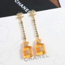 ☑️CHANEL香奈儿c2双c橙色黄色香水瓶耳钉耳环