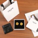 ☑️ Celine瑟琳凹凸金色耳钉耳环