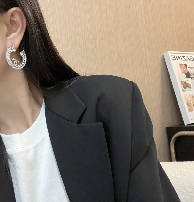 ☑️ 香奈儿c1双c半圆满钻耳钉耳环 - Image 7