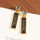 ☑️ 香奈儿c2双c黑色条状皮耳环耳钉