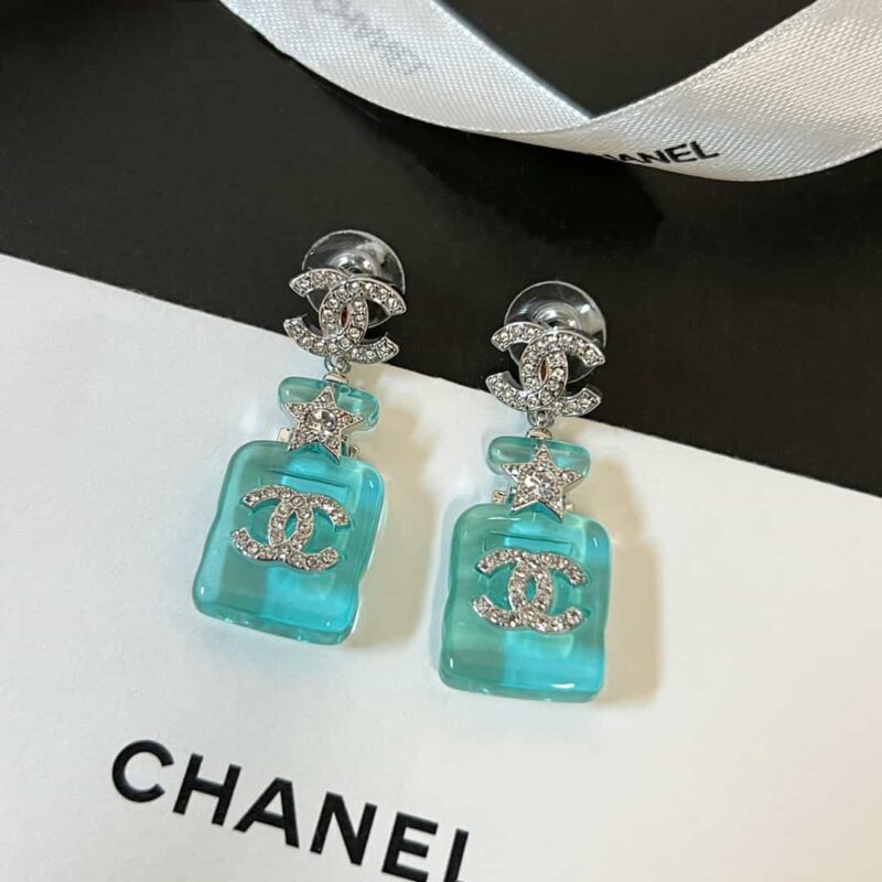 ☑️ 香奈儿c2双c蓝色香水瓶耳环耳钉 - Image 10