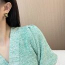 ☑️ 香奈儿c1双c方形黑皮耳环耳钉
