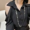 ☑️CHANEL香奈儿满钻字母珍珠毛衣链项链