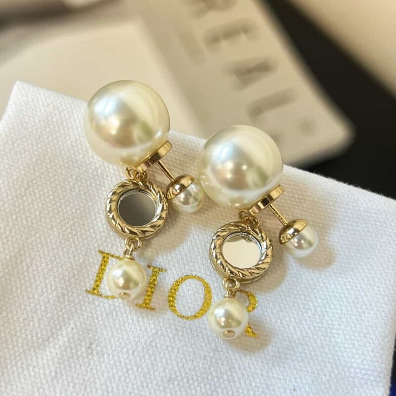 ☑️DIOR迪奥大小珍珠镜面耳钉耳环 - Image 7