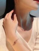 Qeelin麒麟镂空满钻红玛瑙孔雀石手链