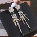 伯爵Piaget白金色玫瑰花流苏耳钉耳环