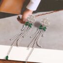 伯爵Piaget白金色玫瑰花流苏耳钉耳环