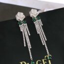 伯爵Piaget白金色玫瑰花流苏耳钉耳环