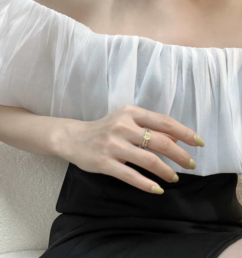 ☑️TIFFANY&Co.蒂芙尼分色方形黄钻戒指 - Image 5