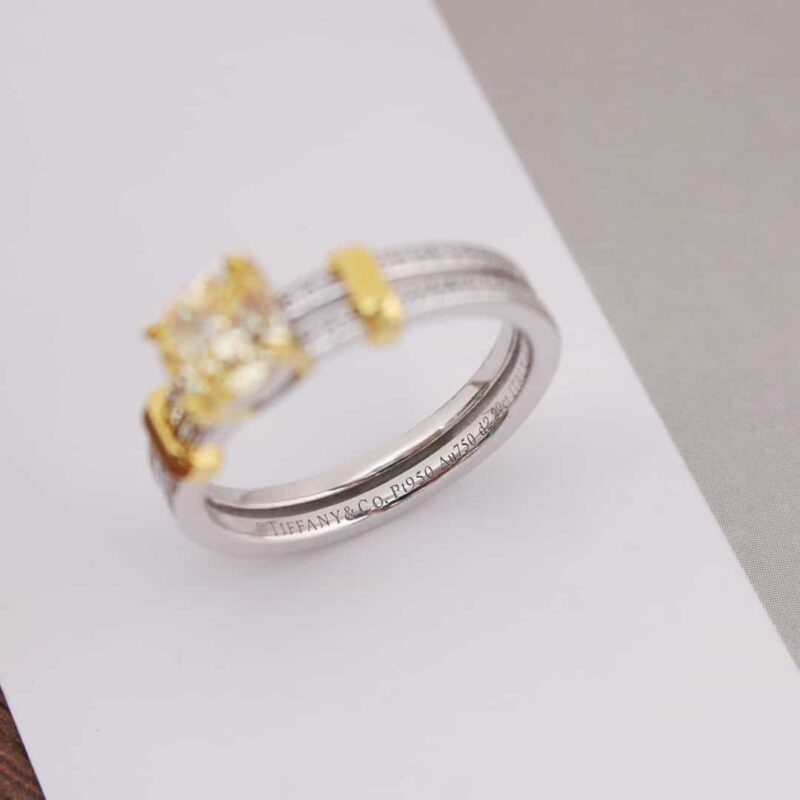 ☑️TIFFANY&Co.蒂芙尼分色方形黄钻戒指 - Image 10