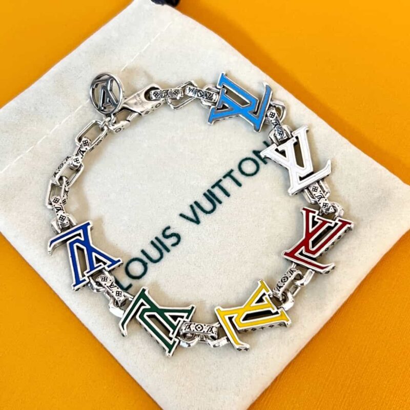 Louis Vuitton 路易威登绿色中古系列彩色珐琅字母手链 - Image 4