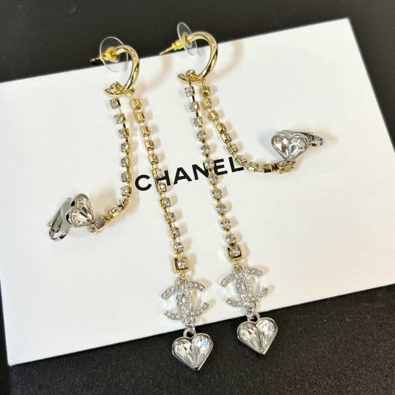 ☑️CHANEL香奈儿c2双c流苏桃心耳夹耳钉耳环 - Image 4