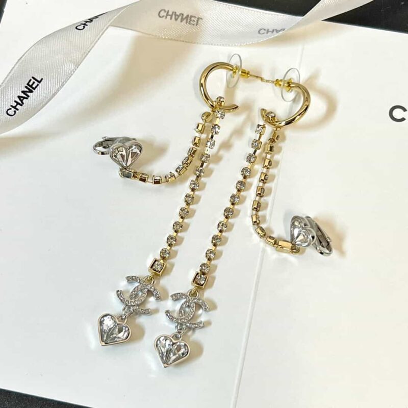 ☑️CHANEL香奈儿c2双c流苏桃心耳夹耳钉耳环 - Image 6