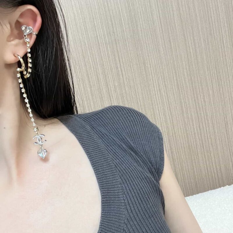☑️CHANEL香奈儿c2双c流苏桃心耳夹耳钉耳环 - Image 7