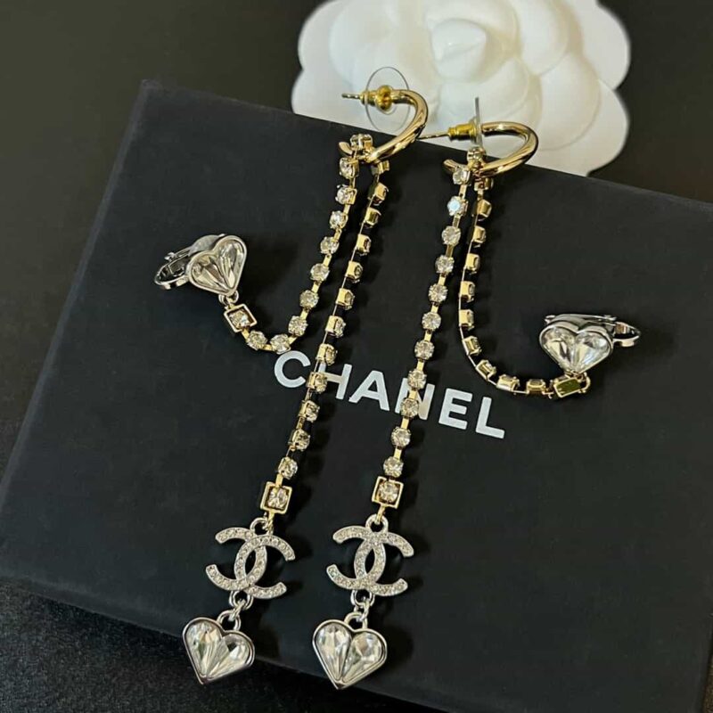 ☑️CHANEL香奈儿c2双c流苏桃心耳夹耳钉耳环 - Image 10