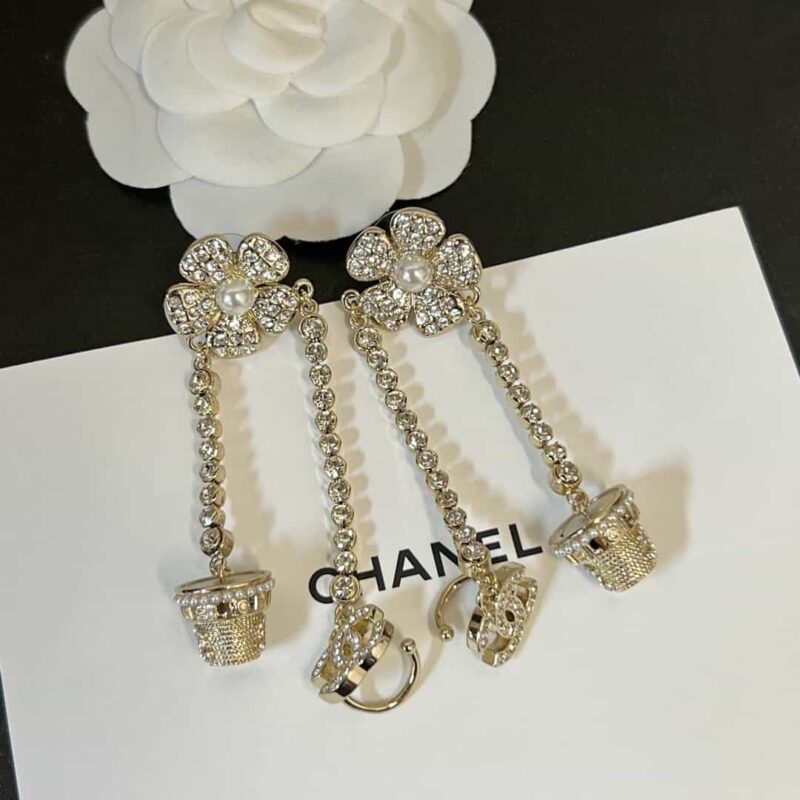 ☑️CHANEL香奈儿c2双c花朵花盆耳夹耳钉耳环 - Image 8
