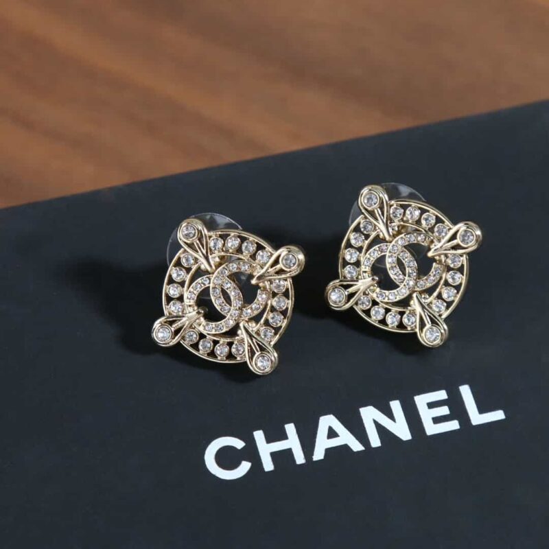 ☑️CHANEL香奈儿c1双c圆形满钻耳钉耳环