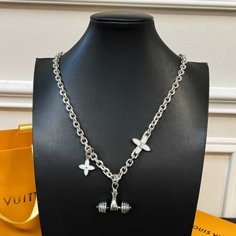 Louis Vuitton 路易威登绿色中古系列哑铃四叶草项链 手链 - Image 10