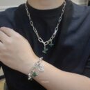 Louis Vuitton 路易威登绿色中古系列哑铃四叶草项链 手链