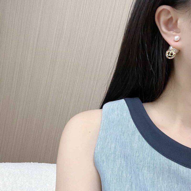 ☑️DIOR迪奥彩钻大小珍珠耳钉耳环 - Image 5