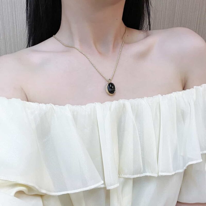 ☑️ Celine瑟琳椭圆黑玛瑙白贝项链 - Image 9
