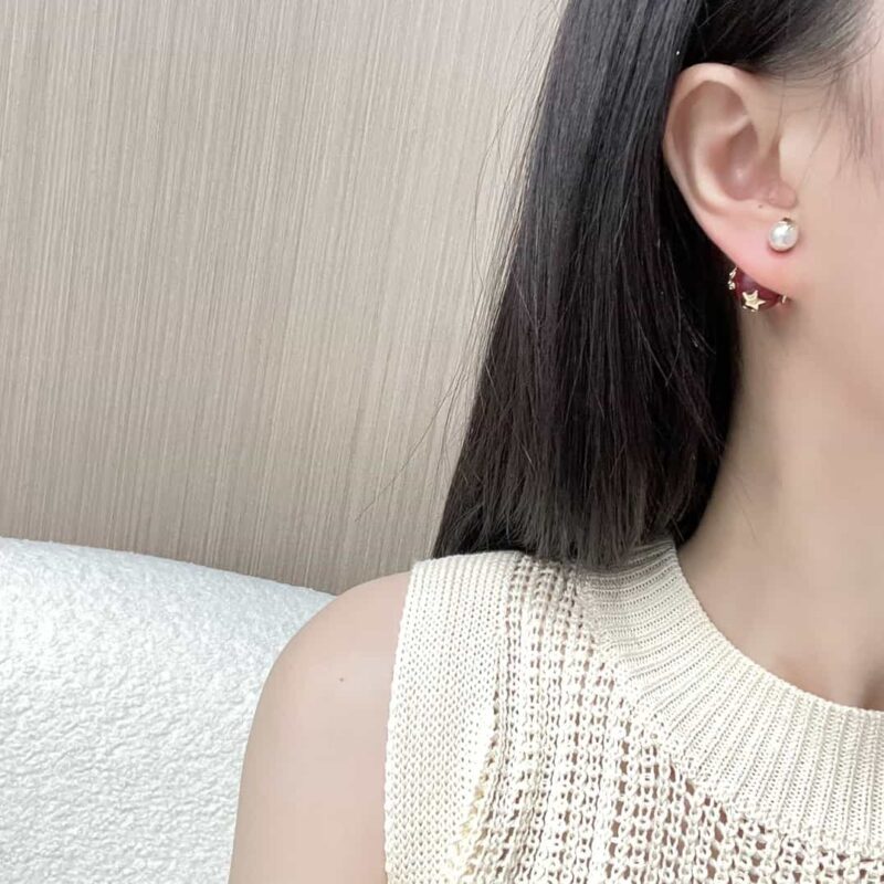☑️DIOR迪奥珍珠粉色珠耳钉耳环 - Image 5
