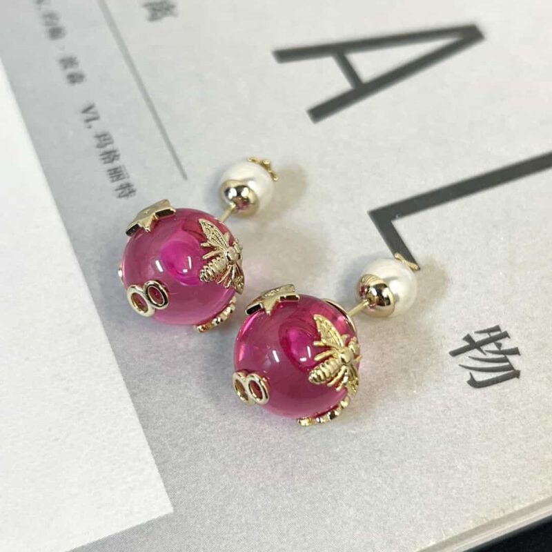 ☑️DIOR迪奥珍珠粉色珠耳钉耳环 - Image 8