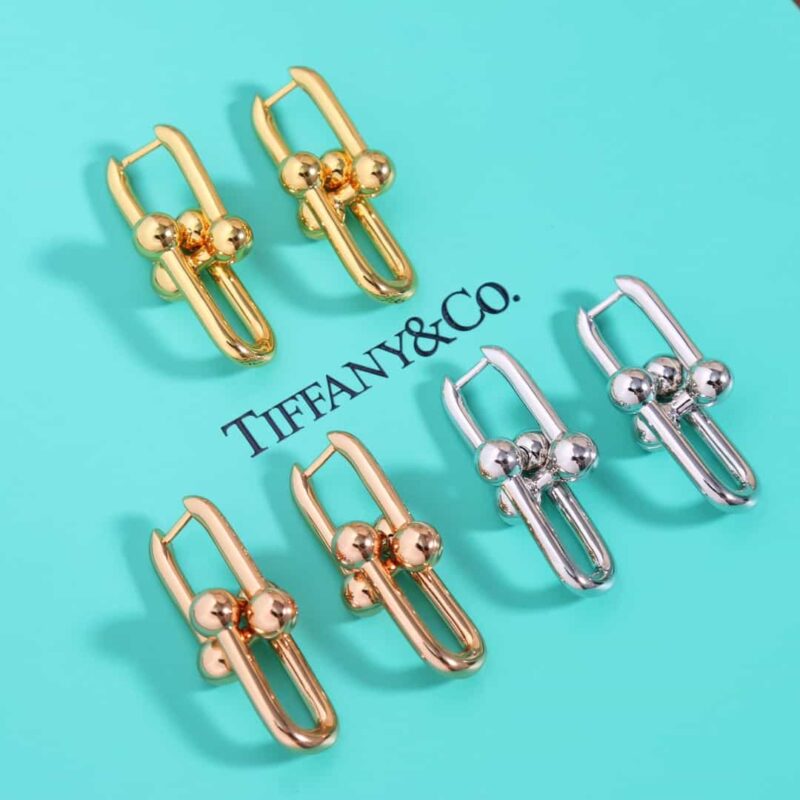 ☑️TIFFANY&Co.蒂芙尼Tiffany HardWear 系列双环马蹄扣耳钉耳环 - Image 5