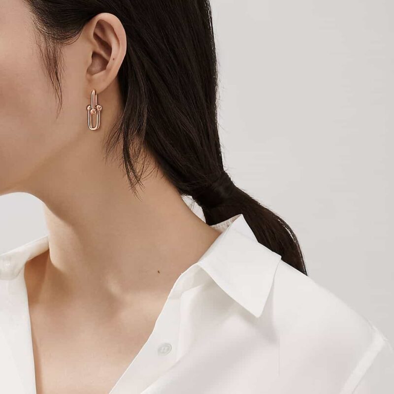 ☑️TIFFANY&Co.蒂芙尼Tiffany HardWear 系列双环马蹄扣耳钉耳环 - Image 8