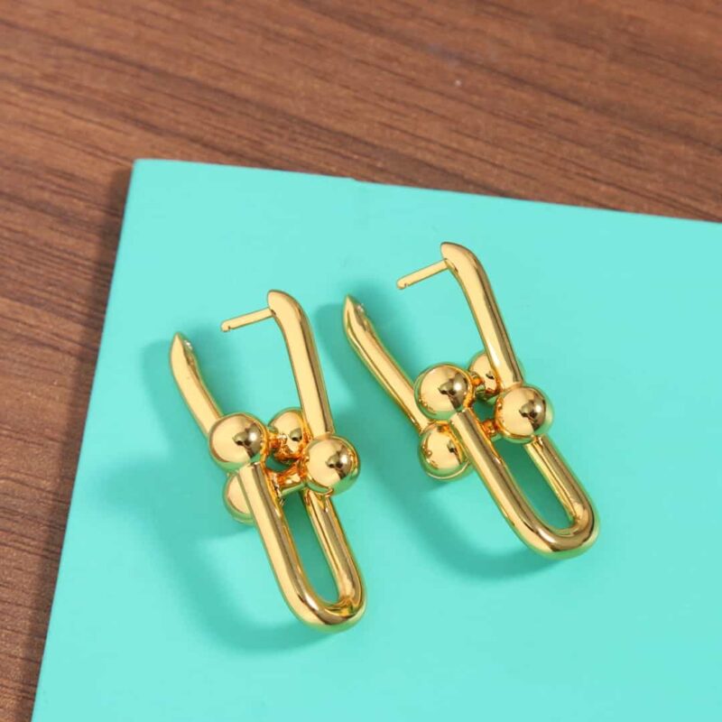 ☑️TIFFANY&Co.蒂芙尼Tiffany HardWear 系列双环马蹄扣耳钉耳环 - Image 12
