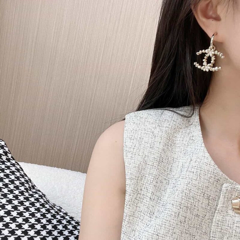 ☑️ 香奈儿C2双c金色金珠耳钉耳环 - Image 5
