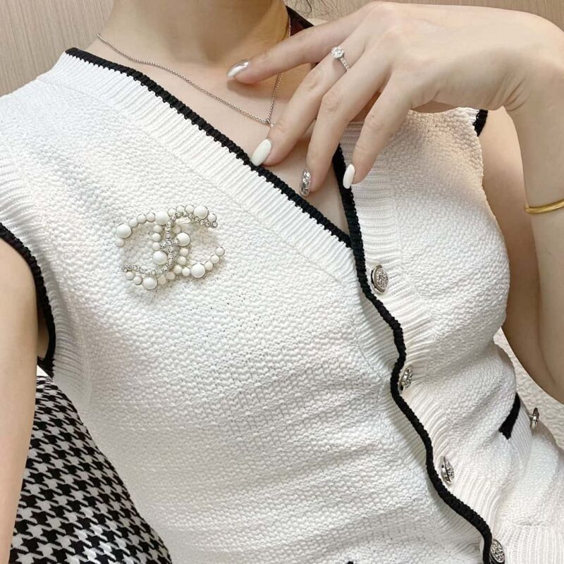 ☑️ 香奈儿双c半钻半珍珠胸针 - Image 5