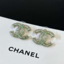 ☑️CHANEL香奈儿c1双c带钻绿色亚克力耳钉耳环