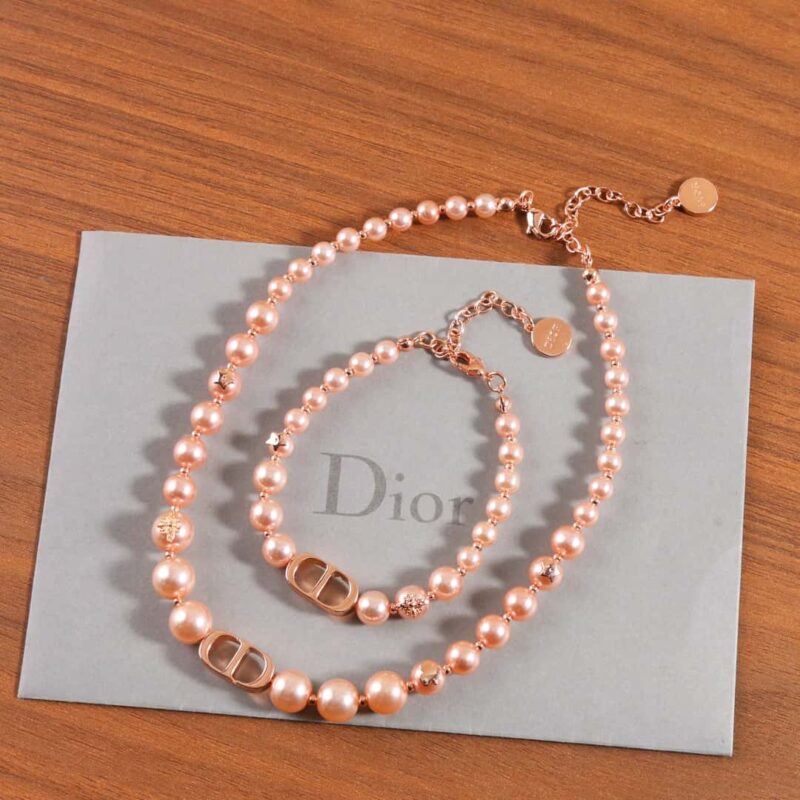 ☑️DIOR迪奥CD玫瑰金珍珠项链 手链 - Image 4