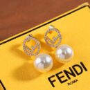 FENDI芬迪满钻镂空双F珍珠耳钉耳环