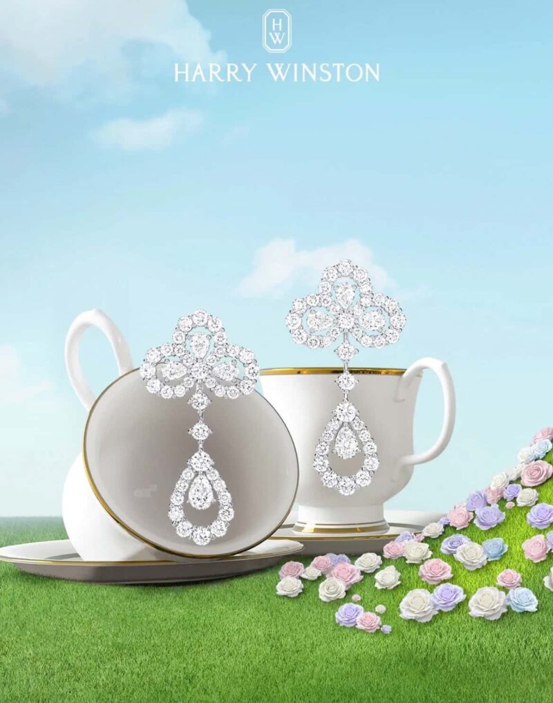 HARRY WINSTON HW海瑞温时顿 满钻吊灯耳钉耳环 - Image 4