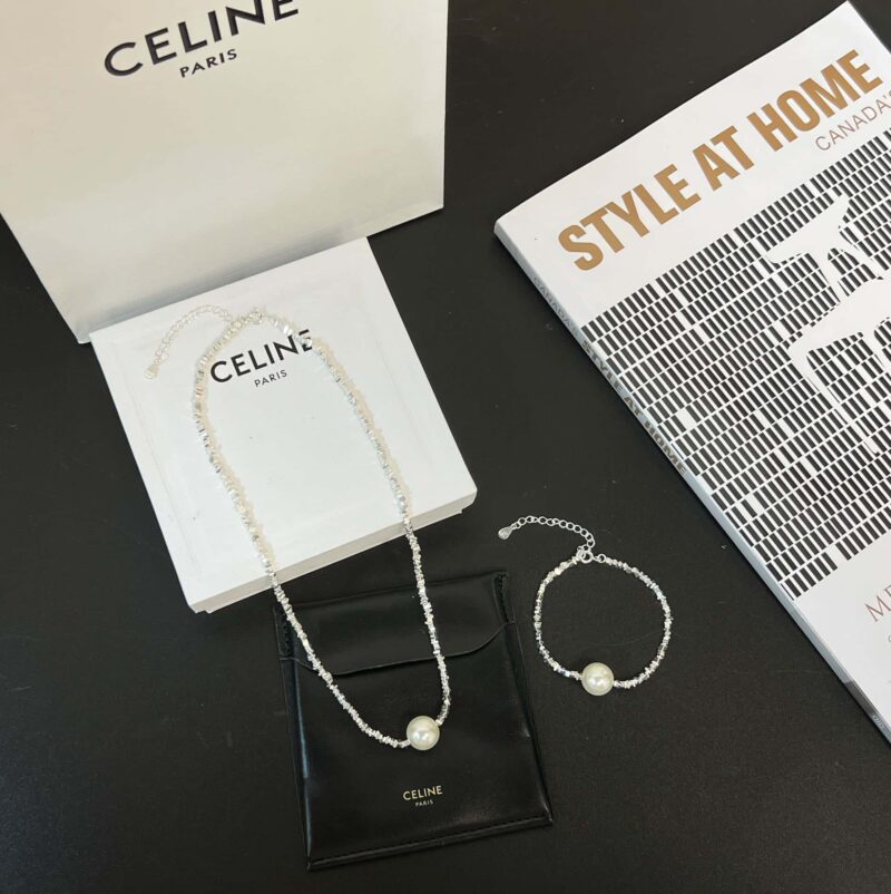 Celine 网红爆款极简风碎银子珍珠手链 项链 - Image 5