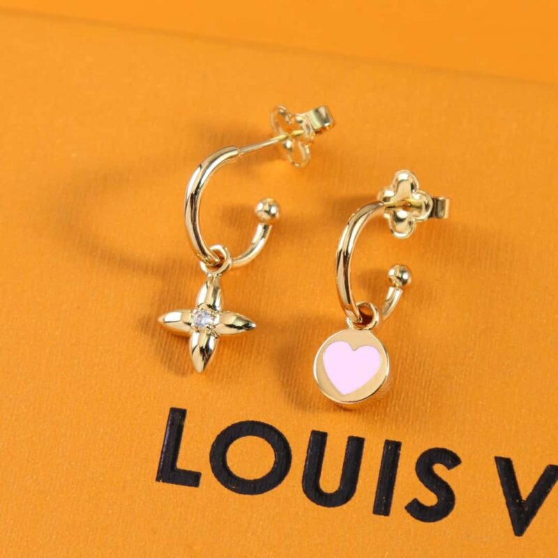 Louis Vuitton 路易威登七夕限定 LV粉色桃心爱心耳钉耳环 - Image 7