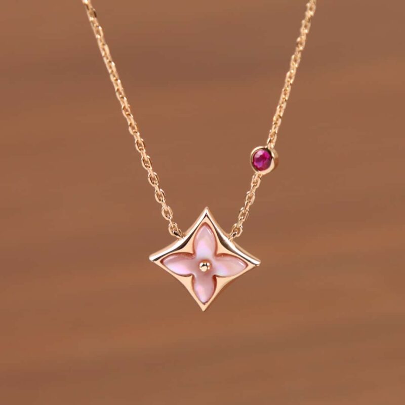 Louis Vuitton 路易威登七夕限定 LV粉贝菱形项链 - Image 7