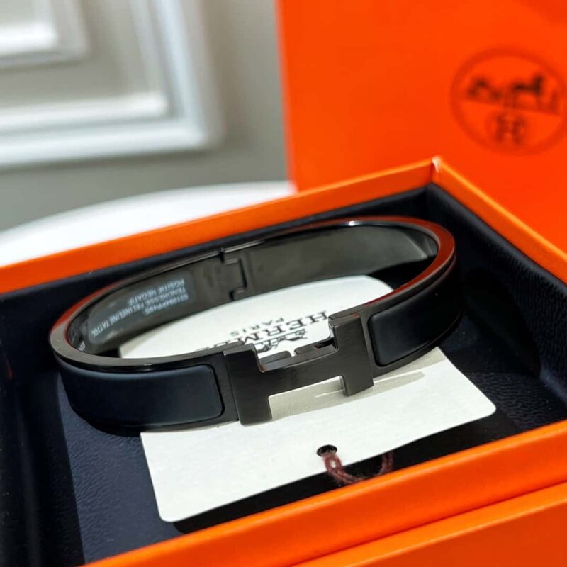 HERMES爱马仕CLIC HH SO BLACK BRACELET 黑武士黑色H手镯 - Image 5