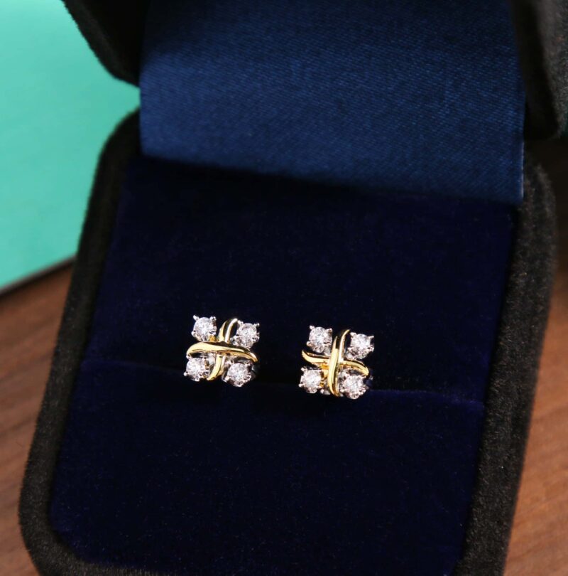 ☑️TIFFANY&Co.蒂芙尼分色交叉耳钉耳环 - Image 2