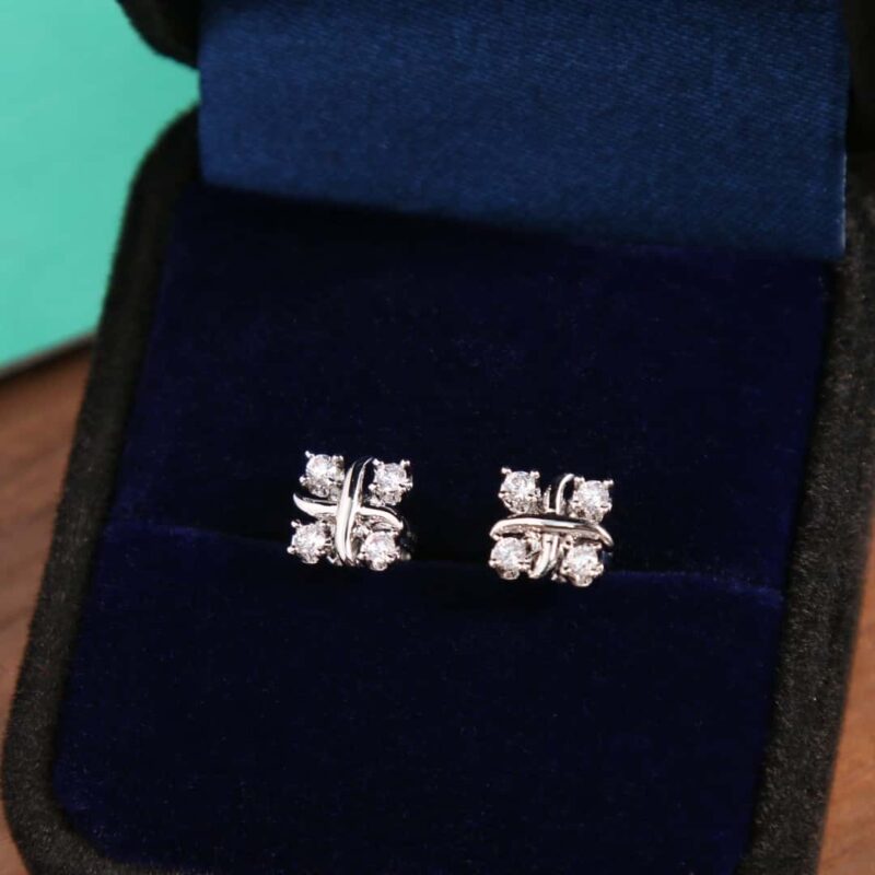 ☑️TIFFANY&Co.蒂芙尼分色交叉耳钉耳环 - Image 9