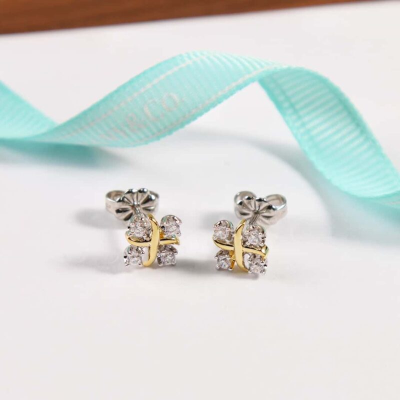 ☑️TIFFANY&Co.蒂芙尼分色交叉耳钉耳环 - Image 13