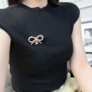☑️ 香奈儿双c粉钻蝴蝶结胸针